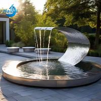 Fontaine d'extérieur moderne en métal pour hôtel, grande fontaine en acier inoxydable, statue d'art déco, fontaine de jardin pour piscine