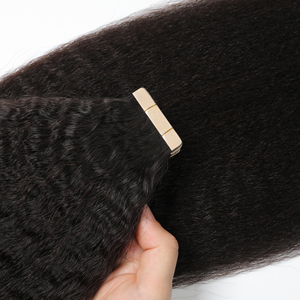 Extensions de <span class=keywords><strong>cheveux</strong></span> naturels <span class=keywords><strong>Remy</strong></span> à bandes invisibles, 40 pièces, 100g, ondulés, noirs, alignés aux cuticules, qualité usine, prix abordable - Product Image 1