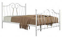 Cadre de lit en fer blanc avec accents dorés, gain de place et durable, aucun sommier tapissier nécessaire pour chambre à coucher, chambre d'amis, Uetco