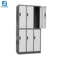 Armoire de rangement pour employés en acier laminé à froid, 6 compartiments, structure démontable, certifiée ISO, clé électronique/combinaison