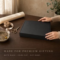 Boîte cadeau pliable noire mate, découpée en une seule pièce, emballage pliable pour les marques de détail et de cosmétiques