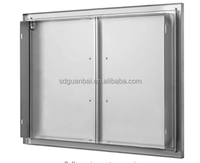 Pintu Akses Kabinet Dapur Luar Ruangan Promosi Guanbai dari Baja Tahan Karat dengan Panel Pintu Kayu Solid untuk BBQ dan Ukuran yang Dapat Disesuaikan.