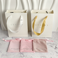 Sacs d'emballage en papier spécial personnalisés avec logo, recyclables, avec poignée en ruban pour bijoux