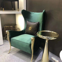 Fauteuil d'appoint en velours moderne et confortable, style villa italienne de luxe, mobilier haut de gamme pour la maison, inclinable, avec dossier haut en métal, pour salon