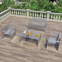Ensemble de canapés d'extérieur modernes et simples en acier inoxydable, mobilier de patio en métal pour café, restaurant, jardin, cour