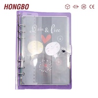 Personnalisé Top Spirale Reliure À Anneaux 6 Trous D'olive Noire Bleu PU Premium Faux Cuir Dur Cahier D'agenda avec Transparent Cove