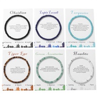 Bracelet élastique en pierres naturelles avec carte, œil de tigre, quartz rose, bracelets de guérison en cristal pour femmes et hommes