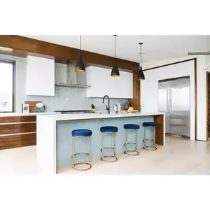 Белый глянцевый кухонный шкаф L-образной формы с австралийским дизайном