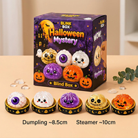 5 Jouets Squishy en forme de chignon d'Halloween, Jouets anti-stress réalistes et doux, Jouet de concentration pour enfants et adultes, Cadeau de fête d'Halloween