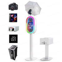 Photomaton léger avec coque métallique pour appareil photo reflex numérique et iPad, avec flash et parapluie, kiosque photo pour selfies