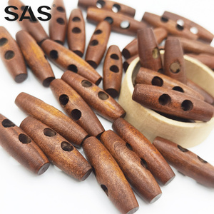 SAS卸売 2.5-6cm 木製オーバル型ボタン 二つ穴付きオーバル木製コートボタン - Product Image 2