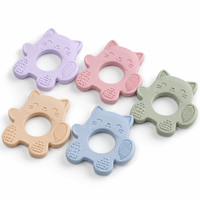 Anneau de dentition personnalisé en silicone pour bébé, forme chat, jouet à mâcher doux, sans BPA, jouet sensoriel pour la dentition, OEM ODM, vente en gros