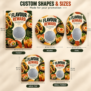 Fast Delivery Custom Shape Size Promotion Restaurant Food Full Color Silk Screening Printing Reward Scratch Off <b>Cards</b> - Product Image 3
