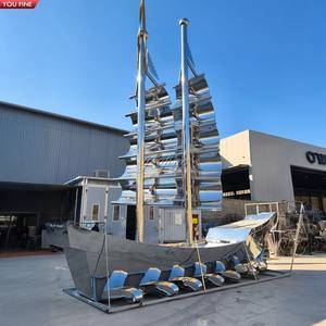 Statue métallique de bateau personnalisée Bateau à <span class=keywords><strong>voile</strong></span> <span class=keywords><strong>Sculpture</strong></span> en acier inoxydable - Product Image 3