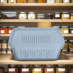 กล่องเก็บอาหารพลาสติกทรงสี่เหลี่ยม YHYP ใช้กับไมโครเวฟ ช่อง<span class=keywords><strong>แช่</strong></span>แข็ง และเครื่องล้างจานได้ พับเก็บได้ สำหรับเก็บอาหาร ผลไม้ ผัก พร้อมตะแกรงล้าง - Product Image 3