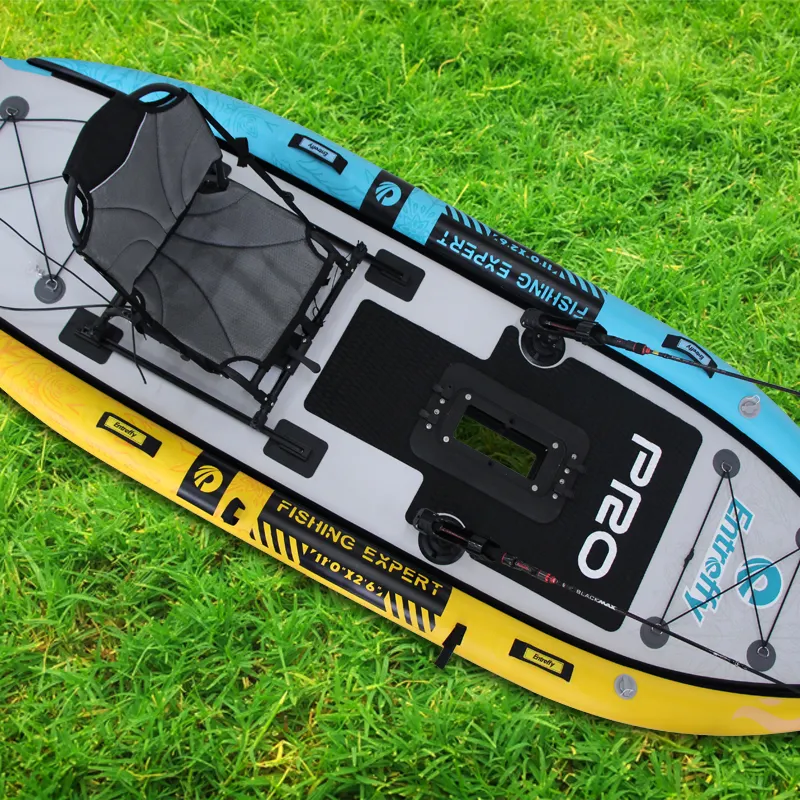 Nueva llegada 11 'Ocean Fins drop Stitch pedal inflable transparente pesca Canoa/Kayak con paleta