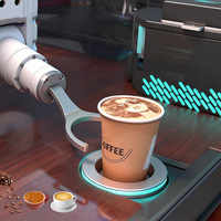 Máquina Expendedora de Café Robótica Totalmente Automática con IA, Pantalla Táctil Habilitada para SDK, Gráficos Personalizados, Autolimpieza, Pago Remoto con Tarjeta de Crédito y Monedas