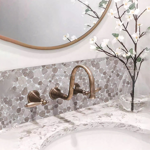 Mosaïque ronde en pierre naturelle, mosaïque en marbre blanc et gris pour la décoration des murs et sols de la salle de bain et de la <span class=keywords><strong>cuisine</strong></span>, design moderne - Product Image 2