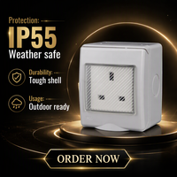 Prise murale IP55 BS étanche en cuivre ABS avec interrupteur 13A 250V Royaume-Uni Nouvelle conception à encliquetage Non-mise à la terre Usage résidentiel