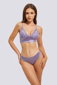 Conjunto de Ropa Interior Brillante de Nailon y Spandex Recién Llegado Talla Grande con Tira Push Up Conjunto de Sujetador y Lencería - Product Image 5