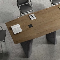 Lesexome — meuble de bureau, table de planche, bois, coupe diamant, pour 8 personnes