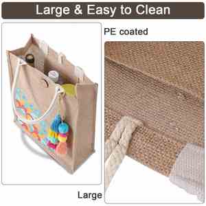 Hot Selling Reusable Shopping Travel Grocery Custom Logo Burlap Jute Tote Bag - Product Image 4