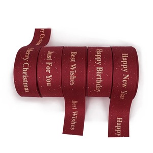 LaRibbons Eco-Friendly Polyester <b>Ribbon</b> Spool 10mm Gold Print Heat Transfer 120cm Single Face for - Product Image 5