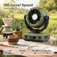 2026 Camping-Ventilator mit Fernbedienung, bürstenlosem Motor, 100 Geschwindigkeiten, Typ-C-LED-Licht, wiederaufladbar, 10000mAh Akku, Kunststoff, energiesparend