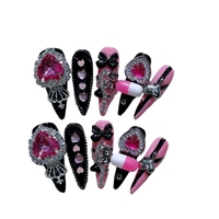 Série d'autocollants pour ongles Y2K Hot Girl, faux ongles réutilisables à pointe longue, faits main, pour manucure française, style international