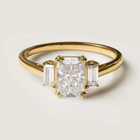 IGI-Zertifizierter CVD Labor-Diamant Drei-Stein-Krappenfassung 18K Massivgold Labor-Gezüchteter Diamant Ehering