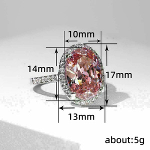Anello con design ovale rosa, anello da dito elegante per donna - Product Image 5
