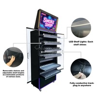 Vitrine de présentation de cigarettes haut de gamme en verre trempé pour magasin de tabac, avec serrure à télécommande