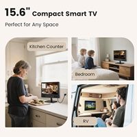 Televisor Inteligente Negro de 15.6 Pulgadas HD 1080p LED 60Hz con Altavoz Integrado, Sintonizador Digital ATSC, Entradas WiFi/USB/AV con Miracast, Pantalla Plana Ancha