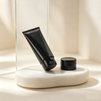 Tube cosmétique compressible en PE noir imprimable avec bouchon à vis 30ml 50ml 100ml 150ml 200g Emballage vide pour crème de soin et nettoyant HY