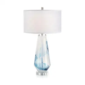 Modern USA and UK Design Polished Clear and blue Glass Table Lamp with Metal Base