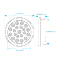 Feu arrière LED rond de 4 pouces, 21 LED, feux de freinage, feux de positionnement, clignotants, avec bordures chromées pour camion, remorque, camping-car, jeep, UTV