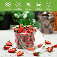 Contenants à emporter et coupes à salade transparentes en PET de 8 à 32 oz avec logo/couleur personnalisés pour fruits, légumes, charcuterie, bols d'acai avec couvercles bombés/plats