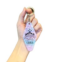 Porte-clés en acrylique en forme de diamant avec motifs de tennis de table, de football et de badminton pour usage hôtelier