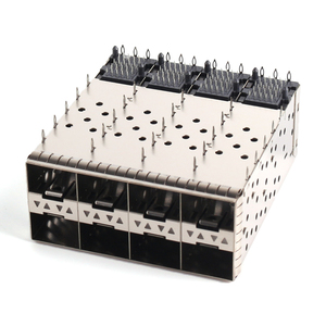 Connecteur de cage de port à fibre <span class=keywords><strong>optique</strong></span> empilable SFP SFP+ 2X5 ASSY avec joint EMI métallique et tubes optiques - Product Image 4