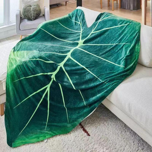 2023 Zhejiang Custom Name Fall Roll fles Cute Character Green Thick Heavy Sublimation Trow Leaf Blanket - Product Image 1