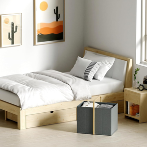 Panier à linge pliable avec poignée - 65L Grand panier <span class=keywords><strong>de</strong></span> rangement en tissu <span class=keywords><strong>de</strong></span> bambou pliable pour repassage - Product Image 2