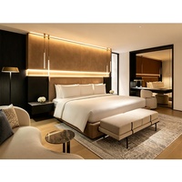 Meubles modernes de chambre d’hôtel de cinq étoiles usine supérieure en bois massif extra grand lit pour la chambre d’hôtel