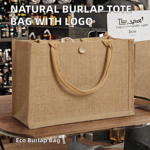 Bolsa de Yute Natural con Asas de Cuerda y Logotipo Personalizado, Ecológica, Regalo Empresarial, Artículo Promocional - Product Image 2