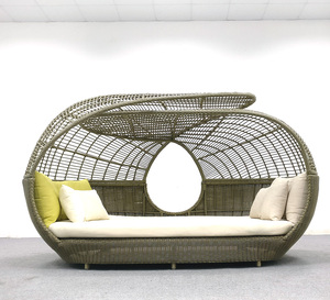 Ngoài trời Vườn Hồ Bơi <span class=keywords><strong>Cabana</strong></span> đồ nội thất bãi biển Patio đi văng với tán Sun <span class=keywords><strong>Lounger</strong></span> ngoài trời <span class=keywords><strong>wicker</strong></span> đồ nội thất mây sofa - Product Image 3