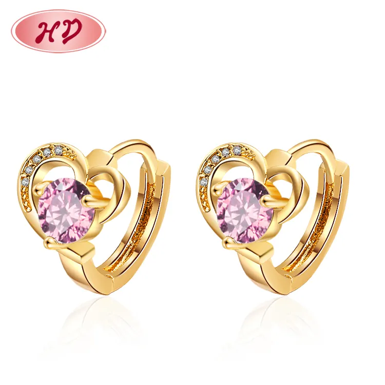 2023 Korean Stainless Steel Girl Fashion Heart-Shaped Jewelry 18K Gold Plated Zircon Earrings For Women