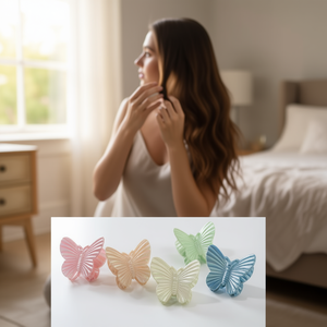 Pinza de Pelo Brillante de un Solo Color con Diseño de Mariposa de 7.5 cm para Mujer, Accesorio de Moda - Product Image 2