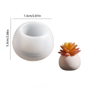 Moule de boîte de rangement rond DIY, taille d'un pot de plante succulente rond, en gypse et silicone. - Product Image 6