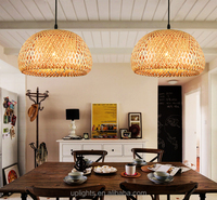 Lustre de dîner de corde de chanvre rétro rural fait à la main en rotin suspension lampe en osier pour lampes de jute