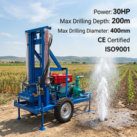 Foreuse de puits d'eau portable haute efficacité, machine de forage de puits d'eau de 200 m de profondeur, machine de forage de trous d'eau