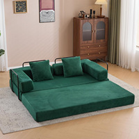 Canapé-lit pliant multifonctionnel pour trois personnes, design moderne pour petit appartement, revêtement en velours côtelé, rembourrage haute densité, amovible et lavable